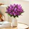 12 Pcs Purple Real Touch Tulips – Artificial Faux Flowers for Wedding, Spring Bouquets, Home Décor, Tables & Party Centerpieces (14 Inch)
